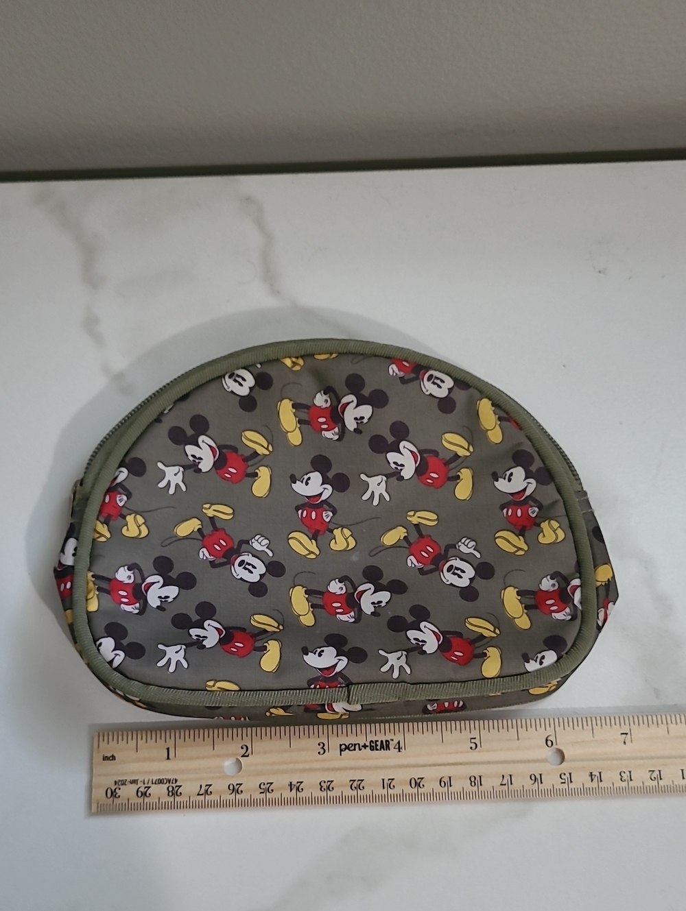 Disney Small Cosmetic Pouch in Olive Green with Mickey Mouse Print